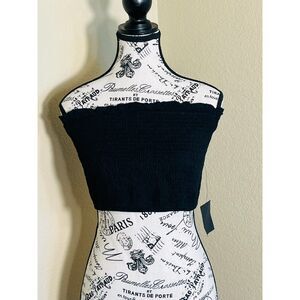 NWT Lulu's Black Stretch Tube Top XL Sexy Crop Chic Skater Boho Stretchy